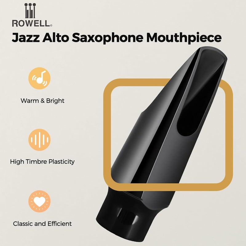 ROWell Jazz Alto Saxophone Mouthpiece Professional Sax Mouthpiece Warm Bright Tone for Beginners Students & Pros,Ideal for Jazz, Pop Music - Image 3